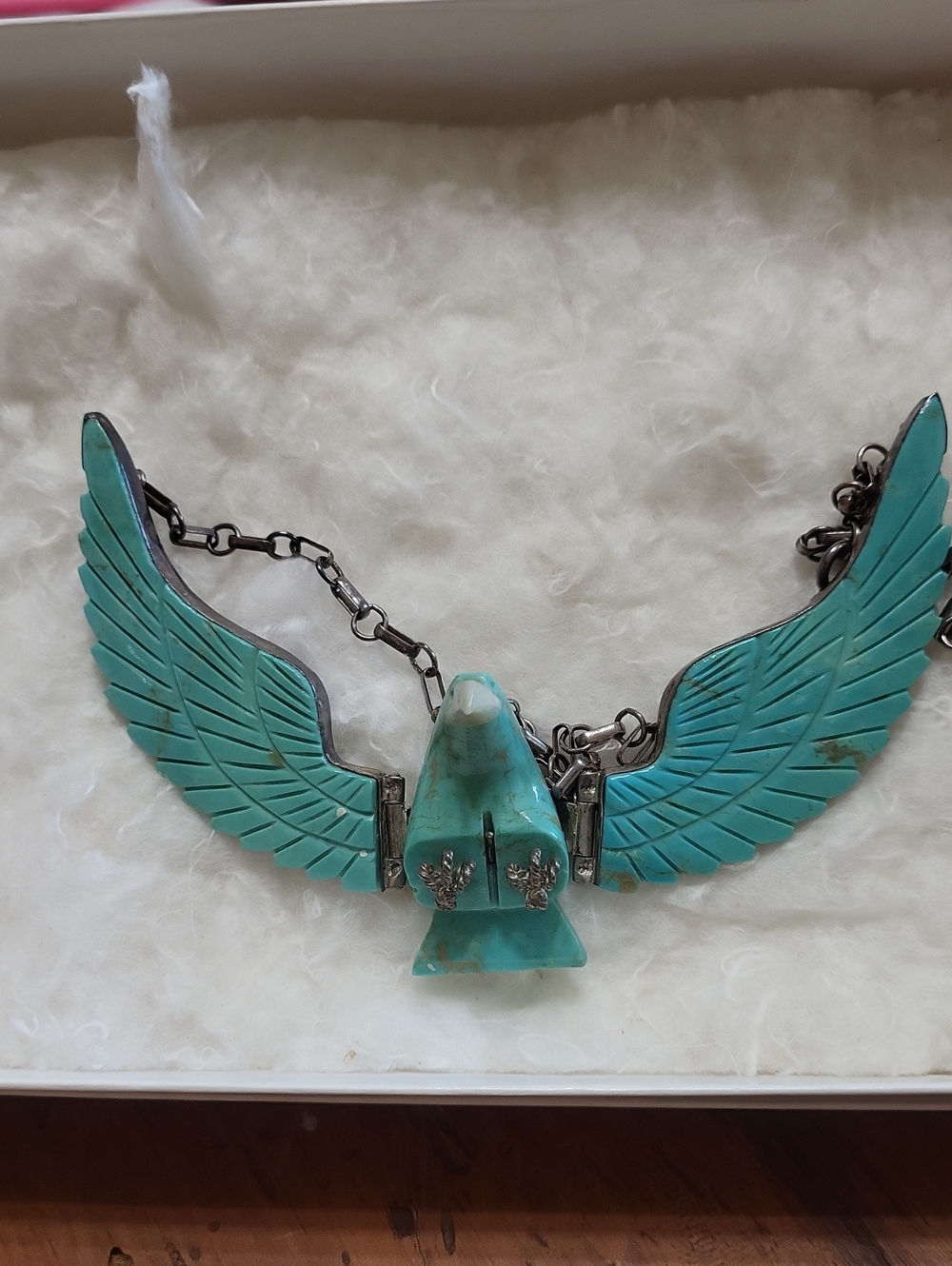 Vintage F. Tom Sterling Turquoise Eagle Necklace
